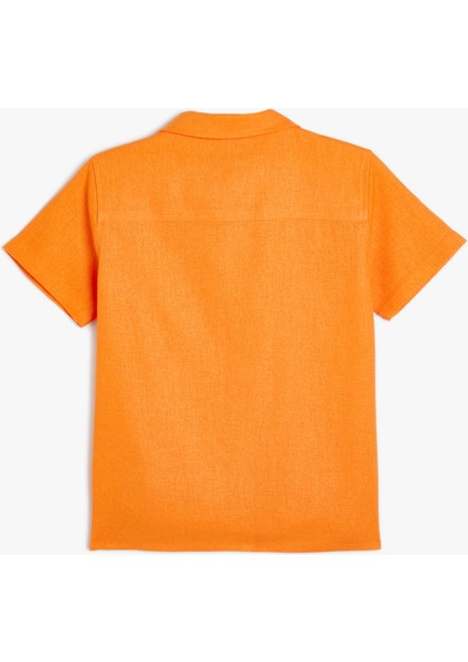 Basic Gömlek Keten Karışımlı Kısa Kollu Cep Detaylı fiyatları