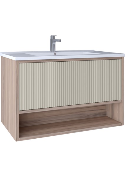 Elegant 80 cm Lavabo Dolabı Light Walnut + Luna KB710094
