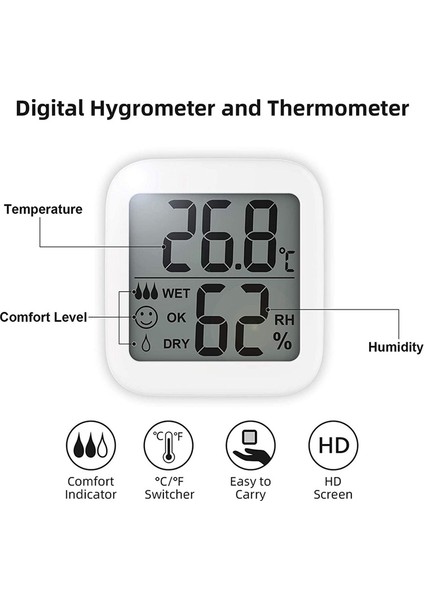 Nem Ölçer, Oda Termometresi Iç Oda Sıcaklığı Monitörü, Oda Sıcaklığı ve Nem Monitörü Için (Yurt Dışından)