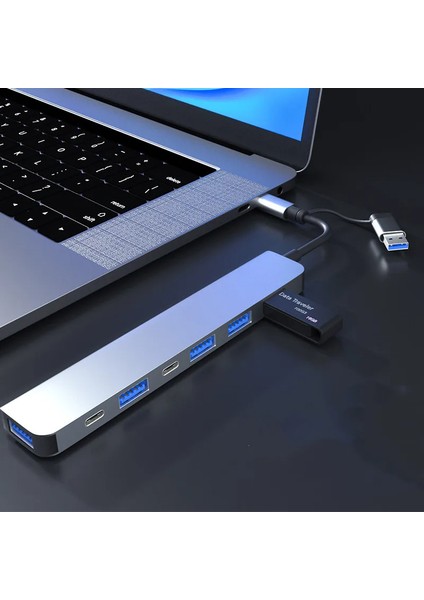 7 In 1 Usb/type-C To USB A+Usb C-Usb 2.0/3.0 Çift Uçlu Çevirici Adaptör Çok Portlu Çoklayıcı USB Hub