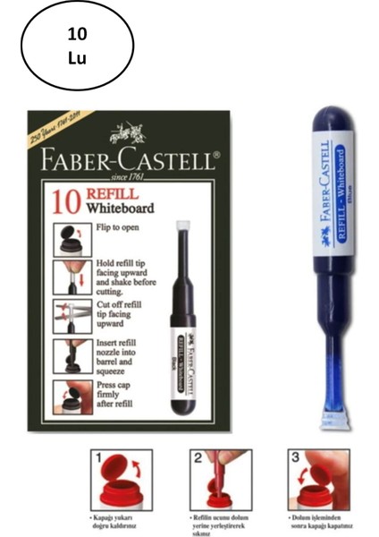 Faber Castell Beyaz Tahta Kalem W20 Refili Mavi 10'lu