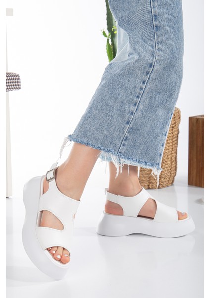 June Platform Taban Nude Süet Kadın Sandalet