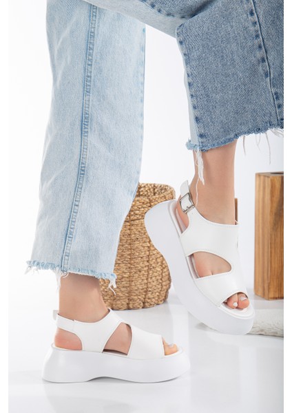 June Platform Taban Nude Süet Kadın Sandalet
