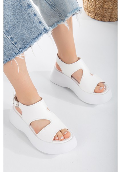 June Platform Taban Nude Süet Kadın Sandalet