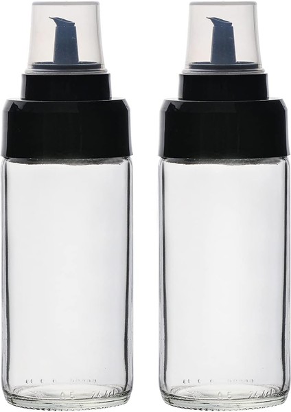 2'Li Set Cam Yağdanlık Sirkelik Sosluk Sızdırmaz Akıllı Kapak 245 Ml