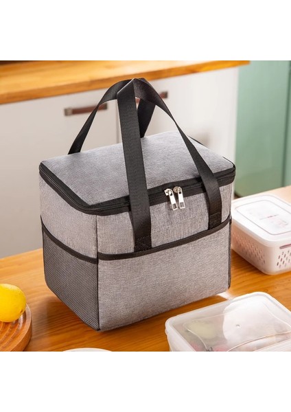 Gri Tarzı 9l Yalıtımlı Bento Çanta Termo Soğutucu Çanta Açık Hava Seyahat Çantaları Çanta Soğutucu Kılıfı Bento Yalıtımlı Tote 9l (Yurt Dışından)