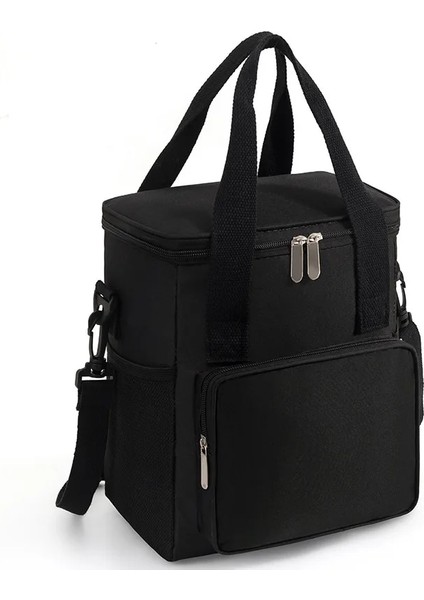 Siyah1 Tarzı Taşınabilir Öğle Yemeği Çantası Seyahat Plaj Bira Sızdırmaz Gıda Depolama Termal Soğutucu Çanta Yalıtımlı Dondurucu Çanta Içecek Kamp Çantası (Yurt Dışından)