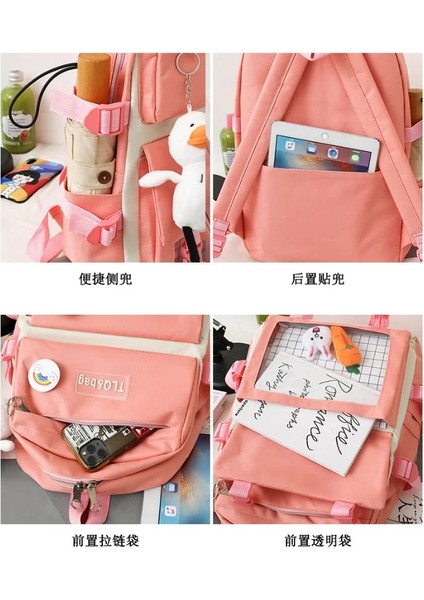 Pembe Tarzı Et Kadın Sırt Çantası Dizüstü Kanvas Okul Çantaları Genç Kızlar Için Kawaii Üniversite Öğrencisi Çocuklar Kitap Çantası Sırt Çantası Yüksek (Yurt Dışından) indirimleri