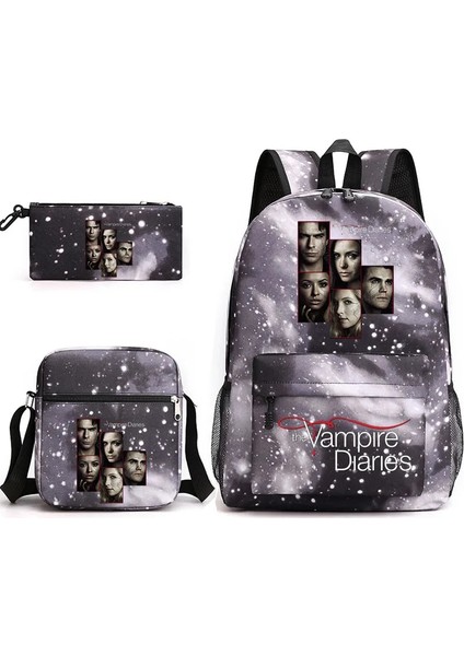 No.15 Tarzı 3 Adet The Vampire Diaries Sırt Çantaları Öğrenciler Okul Çantaları Kalem Kutusu Omuz Çantaları Sırt Çantası Erkek Kız Okul Çantaları (Yurt Dışından)
