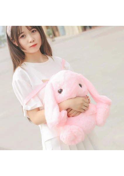 No.5 Tarzı Sevimli Tüylü Tavşan Peluş Bebek Sırt Çantası Dolması Çocuklar Hayvan Sırt Çantası Lolita Tavşan Peluş Bebek Çantası Uzun Kulak Tavşan Peluş Oyuncaklar (Yurt Dışından) fırsatları