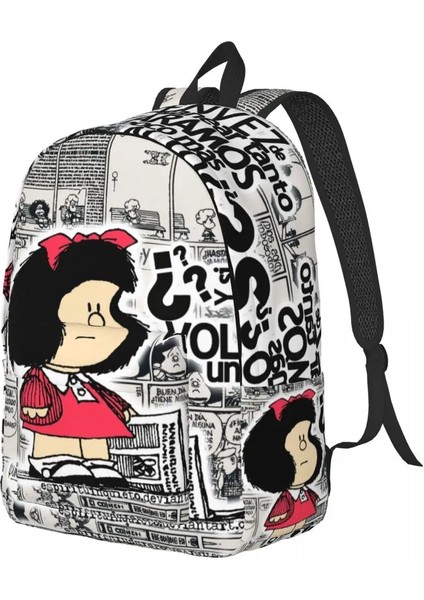 No.6 Stili 31X16X45CM Mafalda Karikatür Kanvas Sırt Çantası Erkekler Kadınlar Için Suya Dayanıklı Okul Koleji Anime Çanta Baskı Okul Çantalarını (Yurt Dışından)