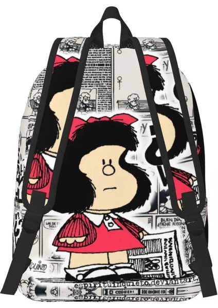 No.6 Stili 31X16X45CM Mafalda Karikatür Kanvas Sırt Çantası Erkekler Kadınlar Için Suya Dayanıklı Okul Koleji Anime Çanta Baskı Okul Çantalarını (Yurt Dışından)