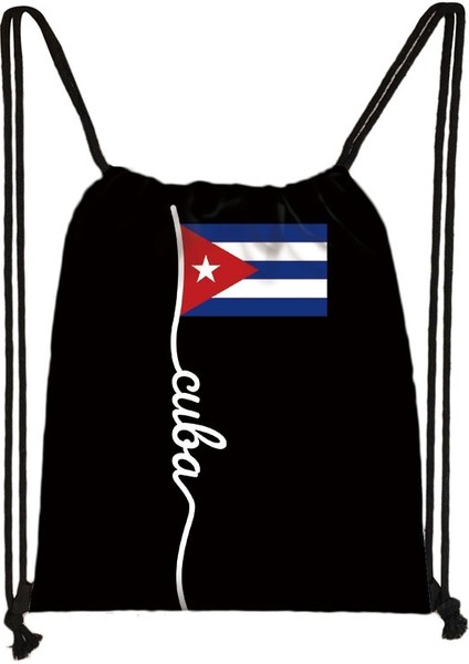 SKDCUBAF07CW Stili Küba Ulusal Bayrakları Baskı Sırt Çantaları Patria Y Vida Viva Cuba Libre Seyahat Için Saklama Torbaları Genç Ipli Çanta Ayakkabı Tutucu (Yurt Dışından)