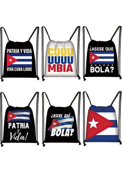 SKDCUBAF07CW Stili Küba Ulusal Bayrakları Baskı Sırt Çantaları Patria Y Vida Viva Cuba Libre Seyahat Için Saklama Torbaları Genç Ipli Çanta Ayakkabı Tutucu (Yurt Dışından)