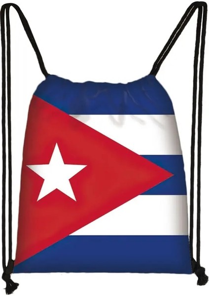 SKDCUBAF07CW Stili Küba Ulusal Bayrakları Baskı Sırt Çantaları Patria Y Vida Viva Cuba Libre Seyahat Için Saklama Torbaları Genç Ipli Çanta Ayakkabı Tutucu (Yurt Dışından)