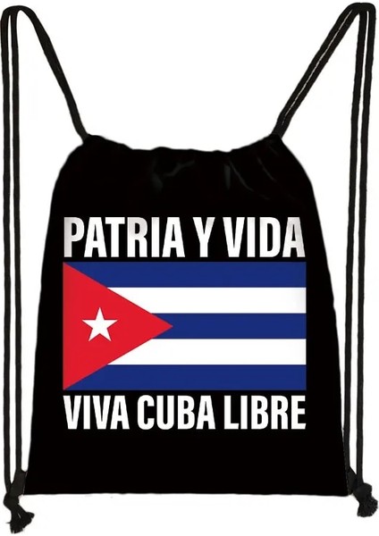 SKDCUBAF07CW Stili Küba Ulusal Bayrakları Baskı Sırt Çantaları Patria Y Vida Viva Cuba Libre Seyahat Için Saklama Torbaları Genç Ipli Çanta Ayakkabı Tutucu (Yurt Dışından)