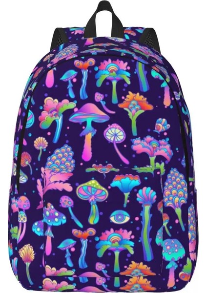 No.1 Stili 30X14X40CM Sihirli Mantarlar Dizüstü Sırt Çantası Erkek Kadın Rahat Sırt Çantası Üniversite Okul Öğrencileri Için Boho Çanta (Yurt Dışından)