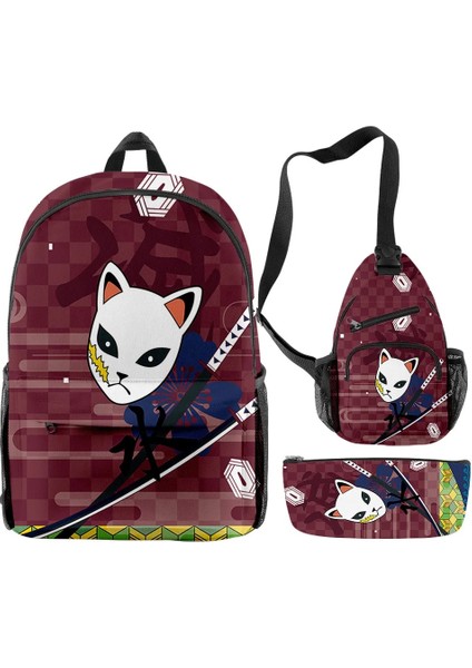 Yeşil Stil 3D Japonya Anime Iblis Avcısı Sırt Çantası Crossbody Çanta Kalem Kutusu Ilköğretim ve Ortaokul Öğrencileri Erkek Kız Cosplay Okul Çantası (Yurt Dışından)