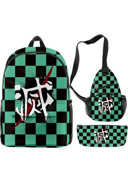 Yeşil Stil 3D Japonya Anime Iblis Avcısı Sırt Çantası Crossbody Çanta Kalem Kutusu Ilköğretim ve Ortaokul Öğrencileri Erkek Kız Cosplay Okul Çantası (Yurt Dışından) indirimleri