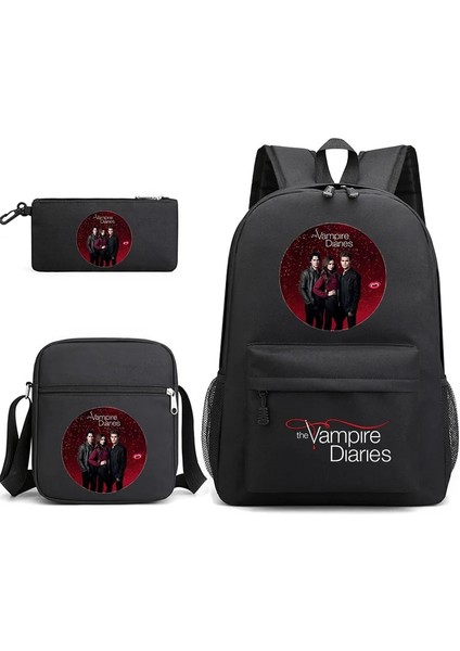 No.2 Tarzı 3 Adet The Vampire Diaries Sırt Çantaları Öğrenciler Okul Çantaları Kalem Kutusu Omuz Çantaları Sırt Çantası Erkek Kız Okul Çantaları (Yurt Dışından)