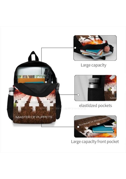 Sırt Çantası-Siyah Tarzı Tek Boyut Metalin Ustası Endikbud 3D Baskı Tasarım Sırt Çantası Günlük Çanta Affedilmeyen Kuklaların Ustası Başka Hiçbir Şey Önemli Değil Girin (Yurt Dışından) fırsatları