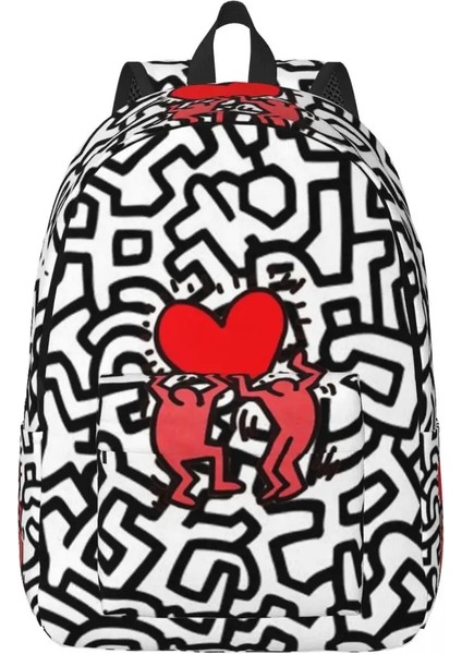 No.9 Stili 31X16X45CM Televizyon Haring Üzerinde Tuval Sırt Çantası Kız Erkek Graffiti Rap Pop Art Koleji Okul Seyahat Çantaları Bookbag 15 Inç Dizüstü Bilgisayara Uyar (Yurt Dışından)