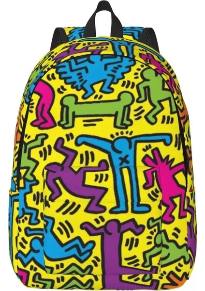 No.9 Stili 31X16X45CM Televizyon Haring Üzerinde Tuval Sırt Çantası Kız Erkek Graffiti Rap Pop Art Koleji Okul Seyahat Çantaları Bookbag 15 Inç Dizüstü Bilgisayara Uyar (Yurt Dışından) fiyatları