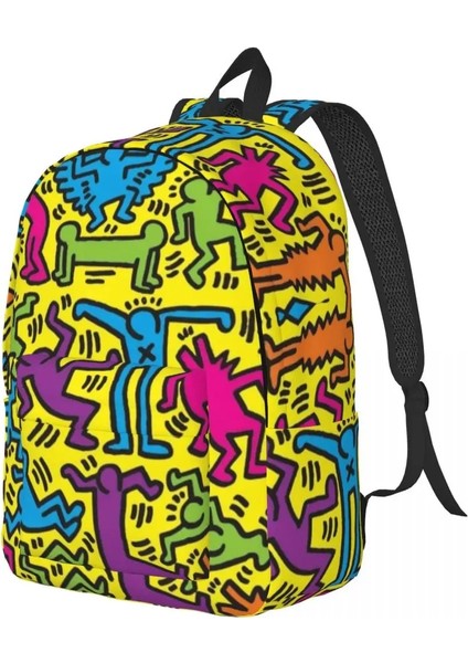No.9 Stili 31X16X45CM Televizyon Haring Üzerinde Tuval Sırt Çantası Kız Erkek Graffiti Rap Pop Art Koleji Okul Seyahat Çantaları Bookbag 15 Inç Dizüstü Bilgisayara Uyar (Yurt Dışından) modelleri