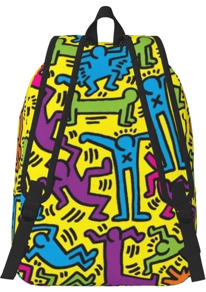 No.9 Stili 31X16X45CM Televizyon Haring Üzerinde Tuval Sırt Çantası Kız Erkek Graffiti Rap Pop Art Koleji Okul Seyahat Çantaları Bookbag 15 Inç Dizüstü Bilgisayara Uyar (Yurt Dışından) fırsatları