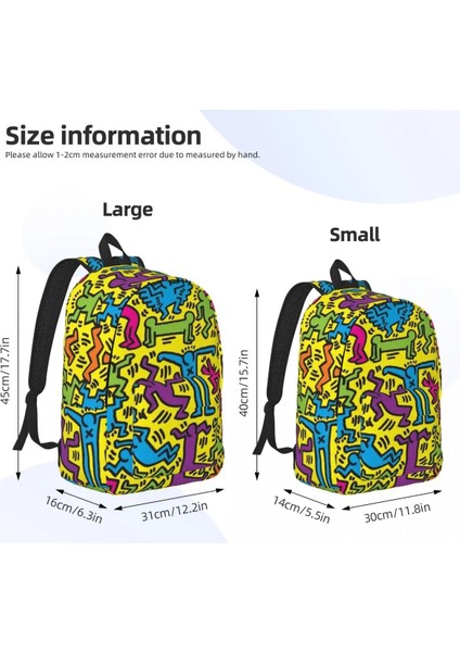 No.9 Stili 31X16X45CM Televizyon Haring Üzerinde Tuval Sırt Çantası Kız Erkek Graffiti Rap Pop Art Koleji Okul Seyahat Çantaları Bookbag 15 Inç Dizüstü Bilgisayara Uyar (Yurt Dışından) indirimleri