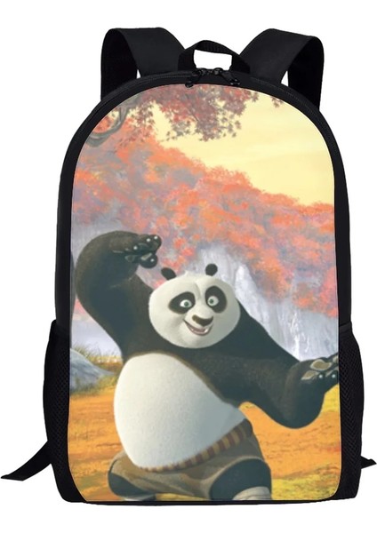 HTIC44C Tarzı 44X28X13CM Coloranimal Sevimli Panda Karakter Görüntü Serin Kung Fu Dövüş Filmi Çocuk Moda Okul Çantası Büyük Kapasiteli Kadın Sırt Çantası (Yurt Dışından)