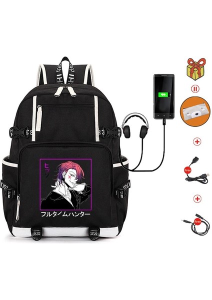 SIYAH15 Tarzı Hunter x Hunter Sırt Çantası Harajuku Anime Baskı Gençler Için Büyük Kapasiteli Okul Çantaları Öğrenci Seyahat Sırt Çantası (Yurt Dışından)