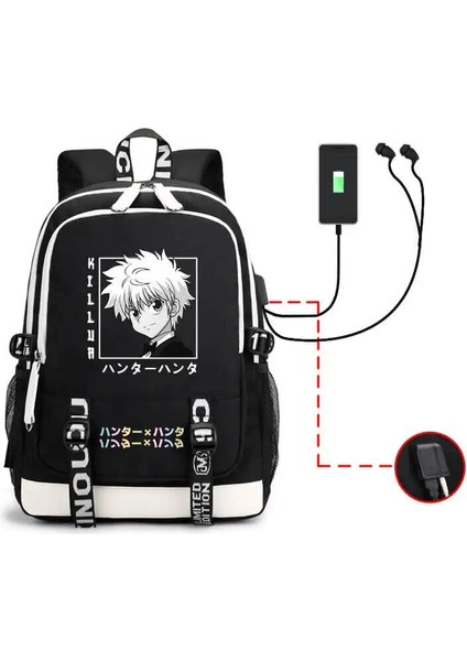 SIYAH15 Tarzı Hunter x Hunter Sırt Çantası Harajuku Anime Baskı Gençler Için Büyük Kapasiteli Okul Çantaları Öğrenci Seyahat Sırt Çantası (Yurt Dışından) fiyatları