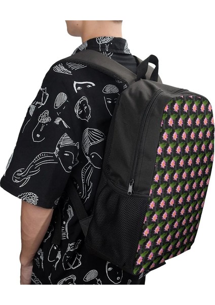 Stil-18 Tarzı 17 Inç Pembe Nilüfer Sırt Çantası Çiçek Baskı Trekking Sırt Çantaları Öğrenci Unisex Tasarım Yumuşak Lise Çantaları Komik Sırt Çantası (Yurt Dışından) indirimleri