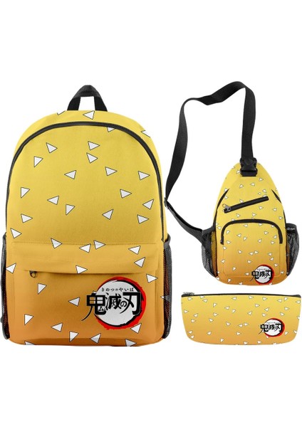 Net Stil 3D Japonya Anime Iblis Avcısı Sırt Çantası Crossbody Çanta Kalem Kutusu Ilköğretim ve Ortaokul Öğrencileri Erkek Kız Cosplay Okul Çantası (Yurt Dışından)