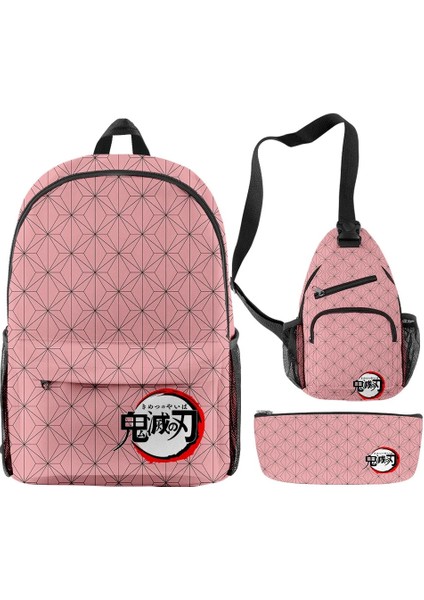 Net Stil 3D Japonya Anime Iblis Avcısı Sırt Çantası Crossbody Çanta Kalem Kutusu Ilköğretim ve Ortaokul Öğrencileri Erkek Kız Cosplay Okul Çantası (Yurt Dışından)