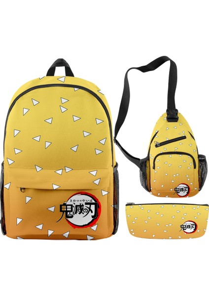 Net Stil 3D Japonya Anime Iblis Avcısı Sırt Çantası Crossbody Çanta Kalem Kutusu Ilköğretim ve Ortaokul Öğrencileri Erkek Kız Cosplay Okul Çantası (Yurt Dışından)