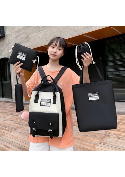 E-Yeşil-5 Adet Tarzı Sırt Çantası 5 Parça Set Lise Sırt Çantaları Genç Kız Anvas Moda Seyahat Kadın Okul Çantalarını Genç Öğrenci Okul Çantası (Yurt Dışından) modelleri