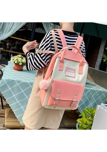 E-Yeşil-5 Adet Tarzı Sırt Çantası 5 Parça Set Lise Sırt Çantaları Genç Kız Anvas Moda Seyahat Kadın Okul Çantalarını Genç Öğrenci Okul Çantası (Yurt Dışından) indirimleri