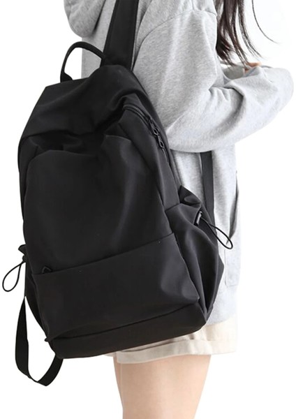 Siyah Stil Hafif Sırt Çantası Kadın Erkek Lise Orta Sırt Çantası Genç Sevimli Kolej Seyahat Dizüstü Sırt Çantaları Kız Erkek Için (Yurt Dışından)