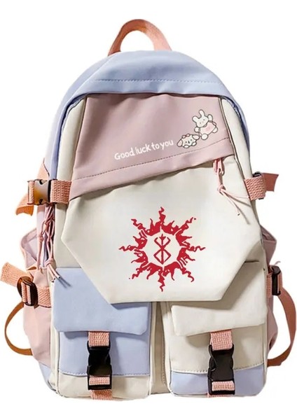 Pembe1 Tarzı Anime Berserk Sırt Çantası Okul Kitap Çantası Kadın Erkek Unisex Hediye Schoolbag Serin Kız Erkek Çocuklar Için Büyük Kapasiteli Çanta (Yurt Dışından)