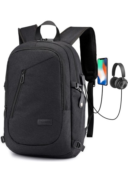 Gri Tarzı Klasik Oxford Dizüstü Sırt Çantası Erkekler USB Şarj Inç Bilgisayar Seyahat Sırt Çantası Erkekler Büyük Kapasiteli Iş Çantası Okul (Yurt Dışından) fiyatları