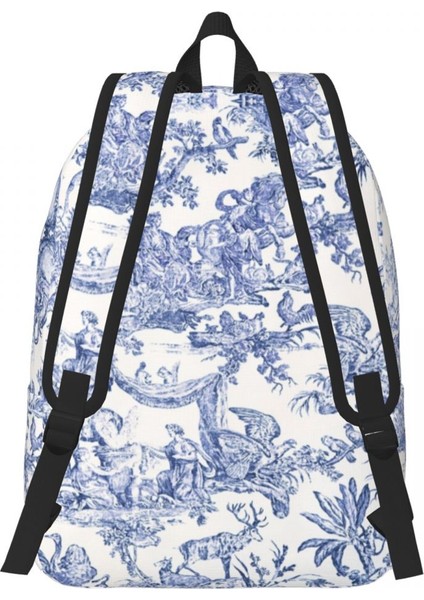No.2 Tarzı 31X16X45CM Kişiselleştirilmiş Lacivert Toile De Jouy Kanvas Sırt Çantaları Erkek Kadın Temel Sırt Çantası Okul Koleji Için Fransız Kırsal Çiçek Çanta (Yurt Dışından) fırsatları