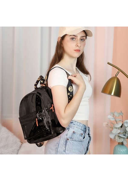 Beyaz Stil Kadın Sırt Çantası Şeffaf Pvc Çanta Kadın Moda Gizli Sakli Konusmalar Üniversite Öğrencileri Okul Çantaları Büyük Kapasiteli Sırt Çantası (Yurt Dışından)