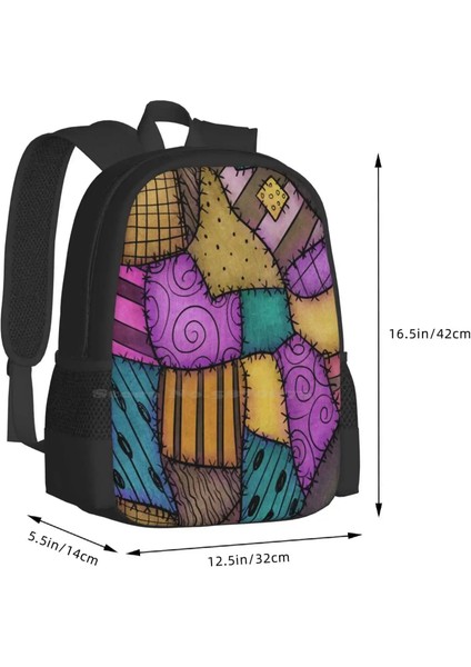 Sırt Çantası-Siyah Tarzı Tek Boyut Patchwork Hurdalar Moda Desen Tasarım Seyahat Dizüstü Okul Sırt Çantası Çanta Ragdoll Paçavra Yamalar Patchwork Kapitone Dikili Kabus (Yurt Dışından) modelleri