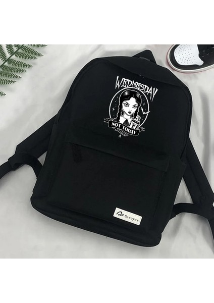 NO.91649 Tarzı Nevermore Academy Çarşamba Addams Çanta Sırt Çantası Sırt Çantası Anime Seyahat Tasarımcısı Oudertassen Bayan Sırt Çantası (Yurt Dışından)
