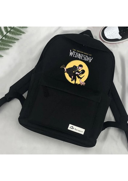 NO.91649 Tarzı Nevermore Academy Çarşamba Addams Çanta Sırt Çantası Sırt Çantası Anime Seyahat Tasarımcısı Oudertassen Bayan Sırt Çantası (Yurt Dışından)