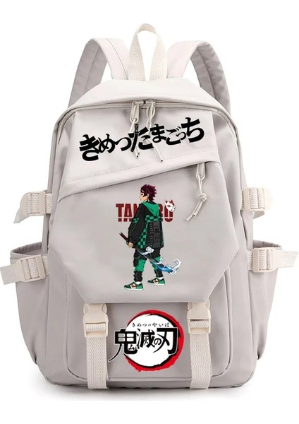 No.17 Tarzı Demon Slayer Nezuko Sırt Çantası Kimetsu No Yaiba Karikatür Anime Erkek Kız Schoolbag Ilköğretim Ortaokul Öğrencileri Okul Çantası (Yurt Dışından)