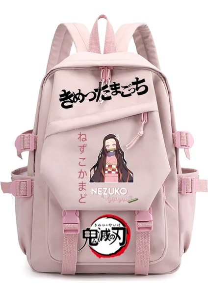 No.17 Tarzı Demon Slayer Nezuko Sırt Çantası Kimetsu No Yaiba Karikatür Anime Erkek Kız Schoolbag Ilköğretim Ortaokul Öğrencileri Okul Çantası (Yurt Dışından)