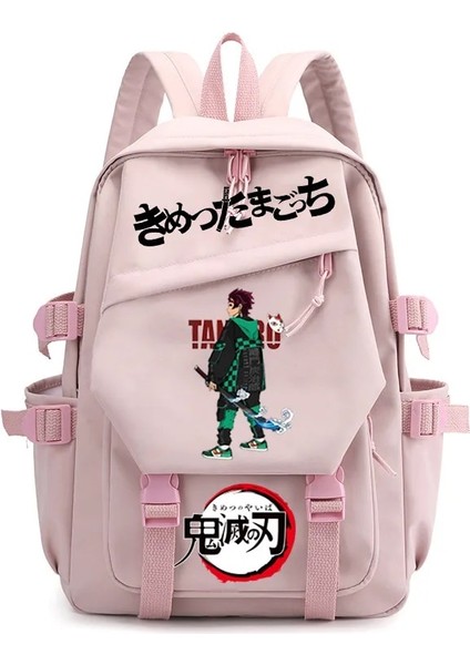 No.17 Tarzı Demon Slayer Nezuko Sırt Çantası Kimetsu No Yaiba Karikatür Anime Erkek Kız Schoolbag Ilköğretim Ortaokul Öğrencileri Okul Çantası (Yurt Dışından)